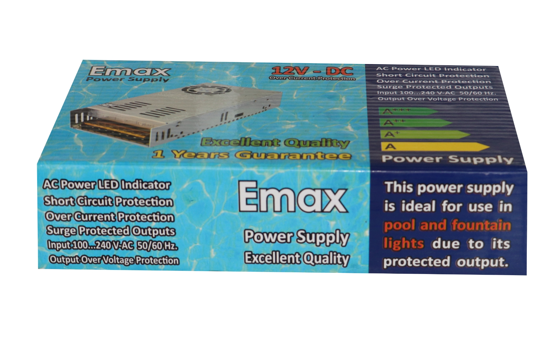 تصویر  منبع تغذیه سوئیچینگ 12 ولت 30 آمپر ایزوله برند  EMAX (یکسال گارانتی)